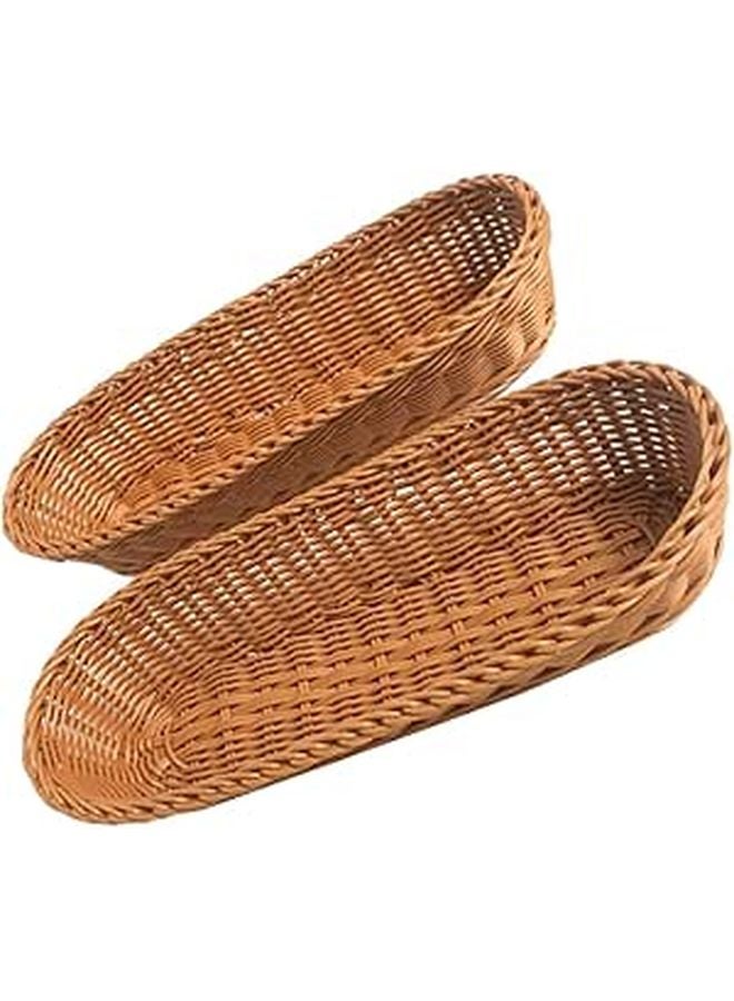 Woven Plastic Bread Basket And Fruit Serving Tray Coffee Color Kitchen Organizer - Image 1