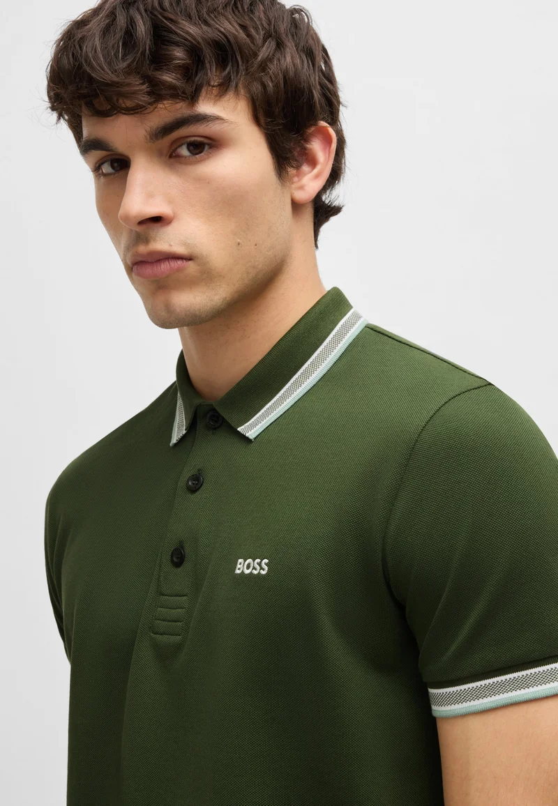 BOSS Paddy polo shirt in cotton piqué with logo undercollar
