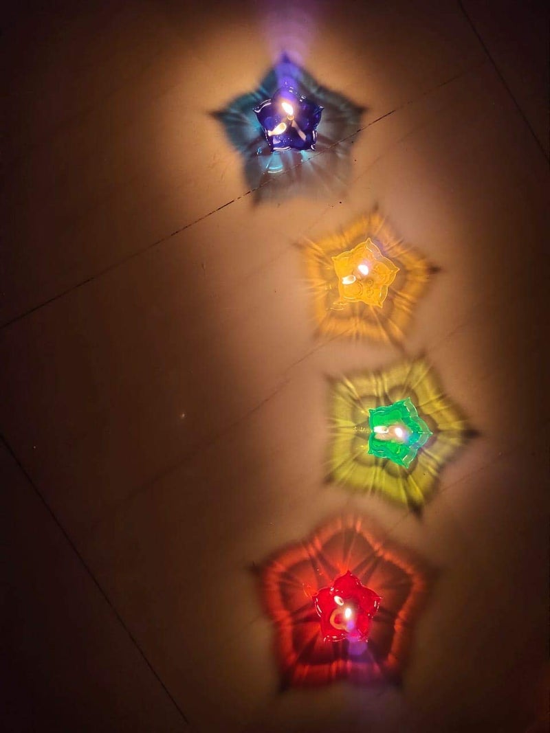 Primelife Primelife 12 Designer Plastic Transparent Diwali Special Colourful Reflection Oil Diya Combo - Image 3
