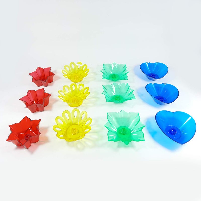 Primelife Primelife 12 Designer Plastic Transparent Diwali Special Colourful Reflection Oil Diya Combo - Image 4