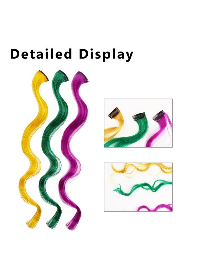 9 Pcs Mardi Gras Wig Set, Yellow Green Purple Braided Shoulder Length Wigs, Costume Accessories for Party & Carnival - Image 3