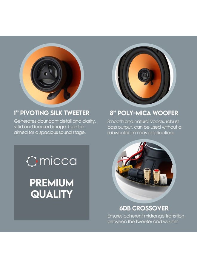 Micca M-8C 2-Way in-Ceiling Round Speaker, 9.4" Cutout Diameter, Whole House Audio, Home Theater, Indoor or Covered Outdoor, 8" Woofer, 1" Tweeter, White, Paintable, Each - Image 5