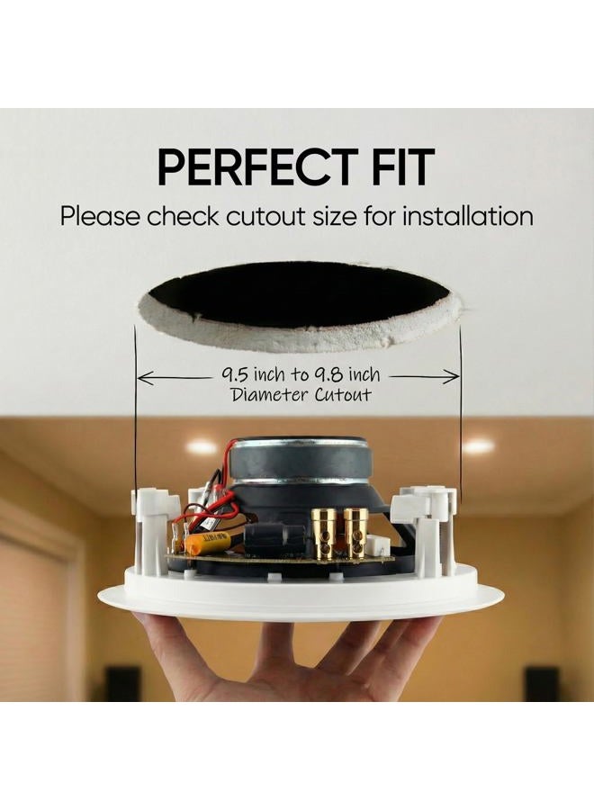 Micca M-8C 2-Way in-Ceiling Round Speaker, 9.4" Cutout Diameter, Whole House Audio, Home Theater, Indoor or Covered Outdoor, 8" Woofer, 1" Tweeter, White, Paintable, Each - Image 2