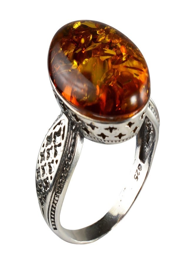 HolidayGiftShops Sterling Silver and Baltic Honey Amber Ring Alaina - Image 1