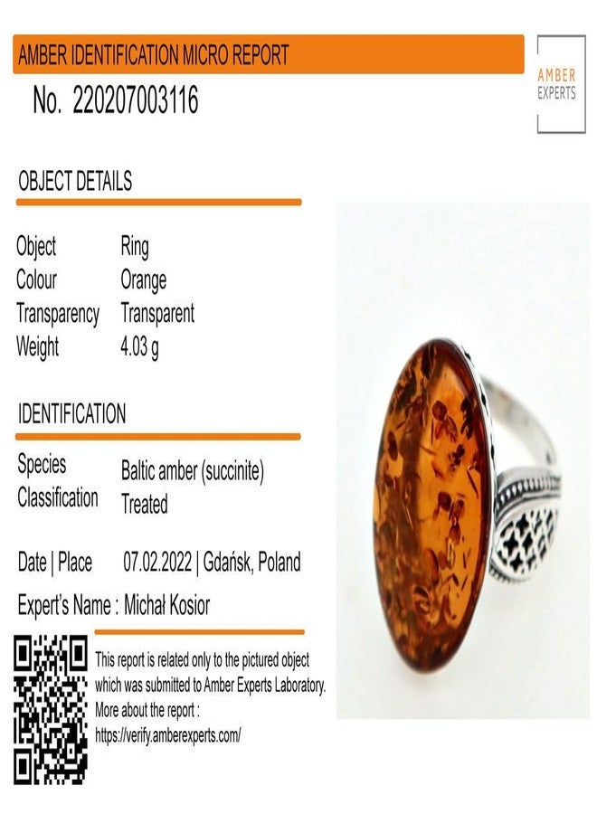 HolidayGiftShops Sterling Silver and Baltic Honey Amber Ring Alaina - Image 3