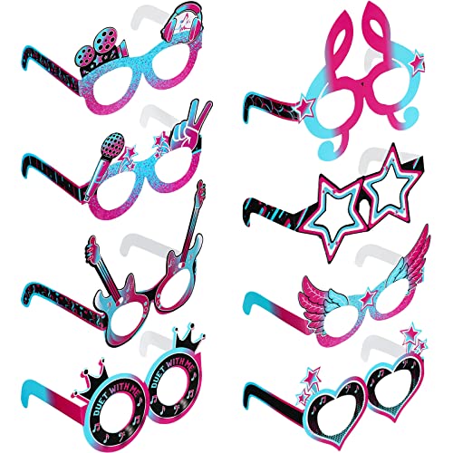 Capoda 24 Pieces Music Party Decorations Funny Mask Paper Eyeglasses Fancy Costume Glasses Photo Booth Props Music Birthday Decorations Supplies for Boy Girl Kids Party Favors Gift Bag Filler - Image 1