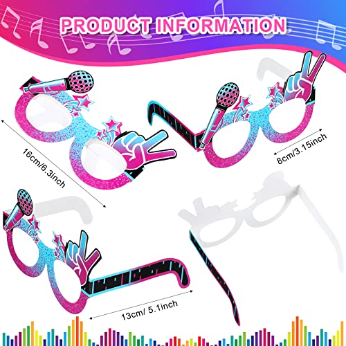Capoda 24 Pieces Music Party Decorations Funny Mask Paper Eyeglasses Fancy Costume Glasses Photo Booth Props Music Birthday Decorations Supplies for Boy Girl Kids Party Favors Gift Bag Filler - Image 3