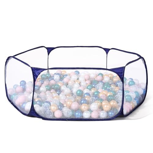 Heopeis Kids Ball Pit Blue Large Pop Up Toddler Ball Pits 47inches Play Tent for Toddlers Girls Boys for IndoorOutdoor Play Tent with Carry Tote Balls Not Included Deep Blue - Image 1