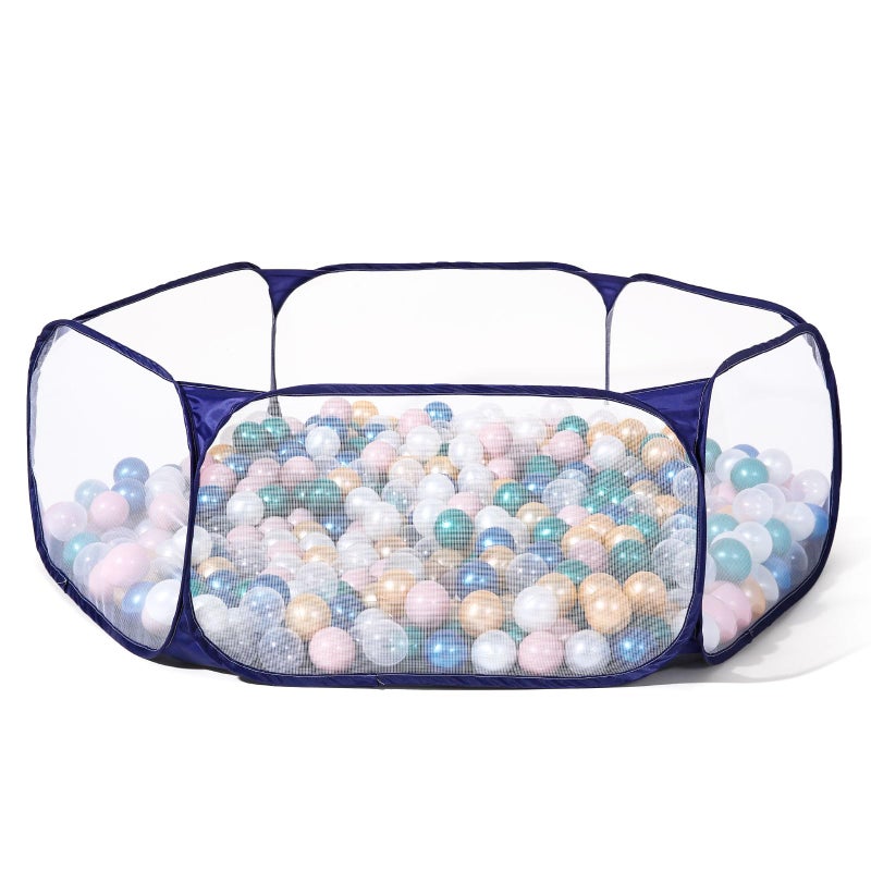 Heopeis Kids Ball Pit Blue Large Pop Up Toddler Ball Pits 47inches Play Tent for Toddlers Girls Boys for IndoorOutdoor Play Tent with Carry Tote Balls Not Included Deep Blue - Image 3