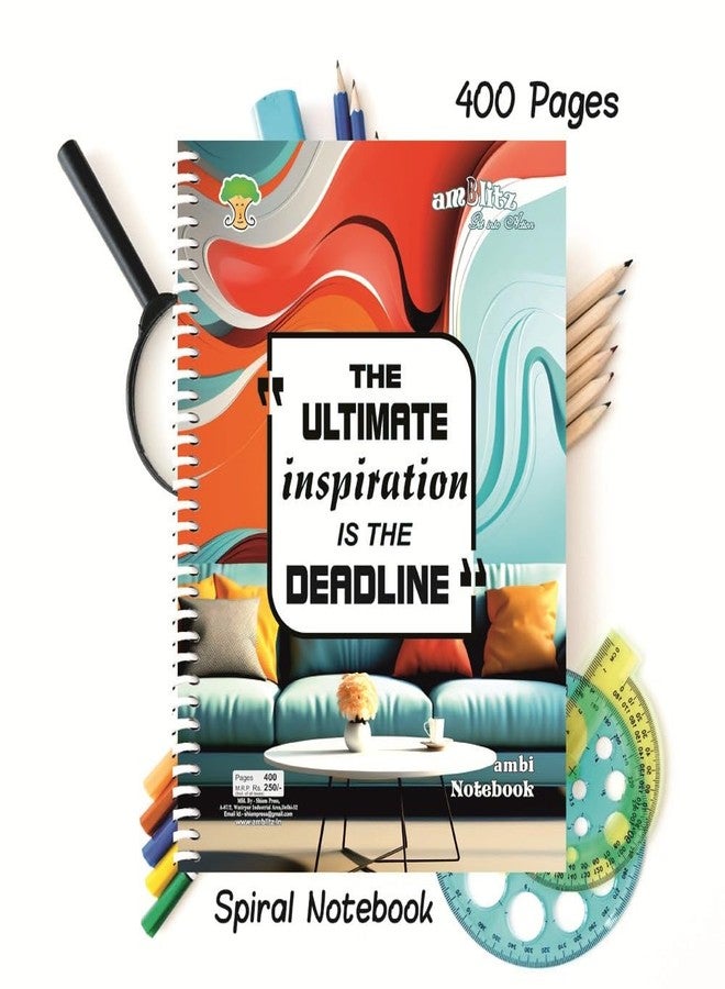 أمبليتز دفتر أمبليتز حلزوني | بدون سطور | 400 صفحة | ورق سميك 70 جرام/متر مربع | مقاس A4 (21 × 29.7 سم) | دفتر ملاحظات للطلاب | - Image 2