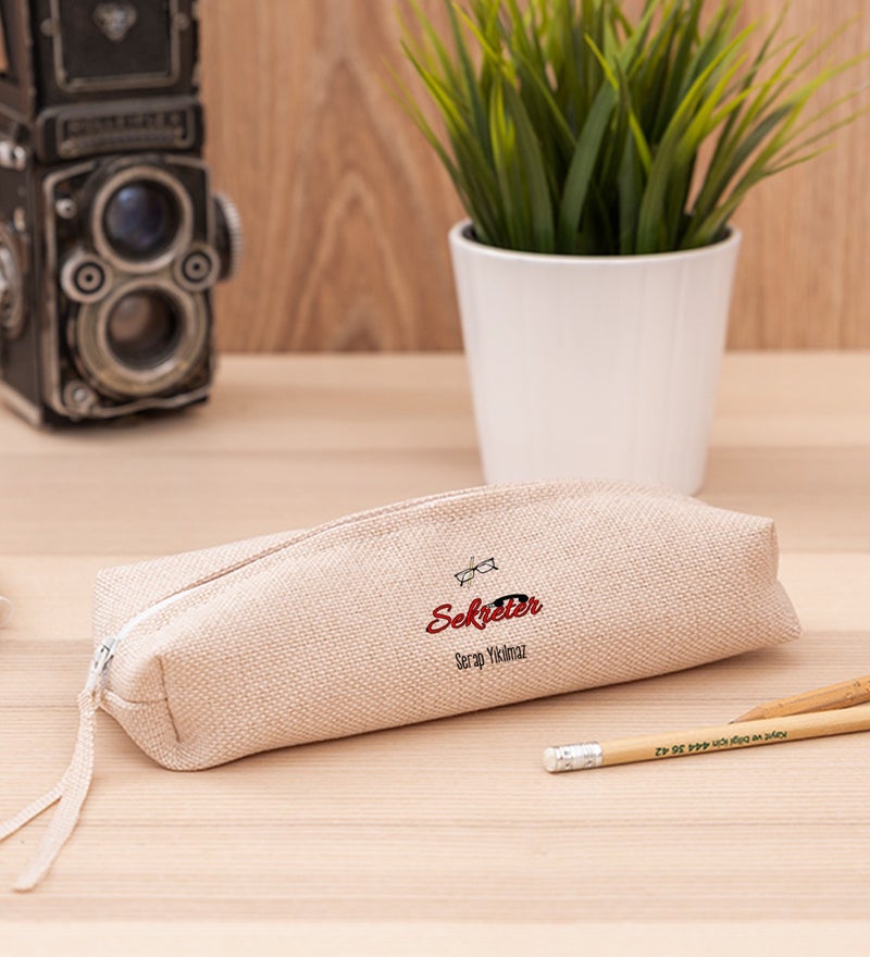Hediye Dükkanı Gift Shop Personalized Secretary Linen Cloth Pencil Holder