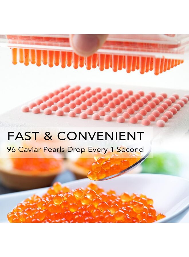 LAMAY Rapid Caviar Maker Kit Caviar Spherification Tool Hole Spherification Dropper Gastronomy Kit 100 Roe Sauce Dispenser Strainer Tools with Spoon & Syringe - Image 2