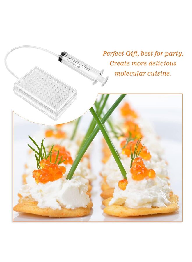 LAMAY Rapid Caviar Maker Kit Caviar Spherification Tool Hole Spherification Dropper Gastronomy Kit 100 Roe Sauce Dispenser Strainer Tools with Spoon & Syringe - Image 3