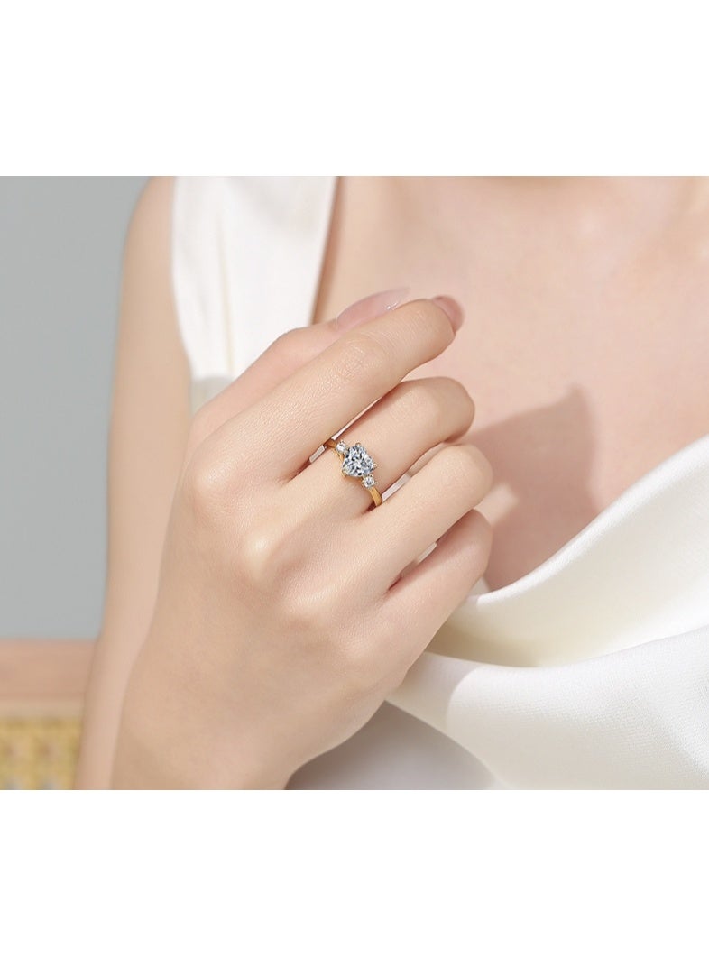 لاتين خاتم مويسانيتي أنيق مطلي بالذهب عيار 18 قيراطًا مع بريق رائع مع صندوق هدايا - Image 2