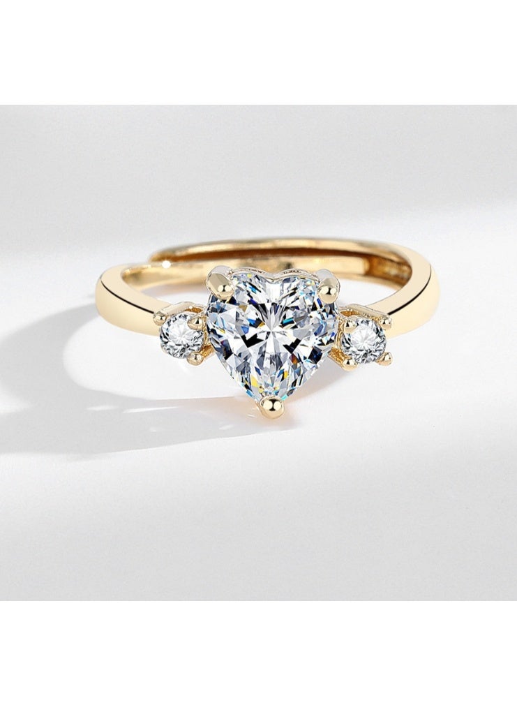 لاتين خاتم مويسانيتي أنيق مطلي بالذهب عيار 18 قيراطًا مع بريق رائع مع صندوق هدايا - Image 3