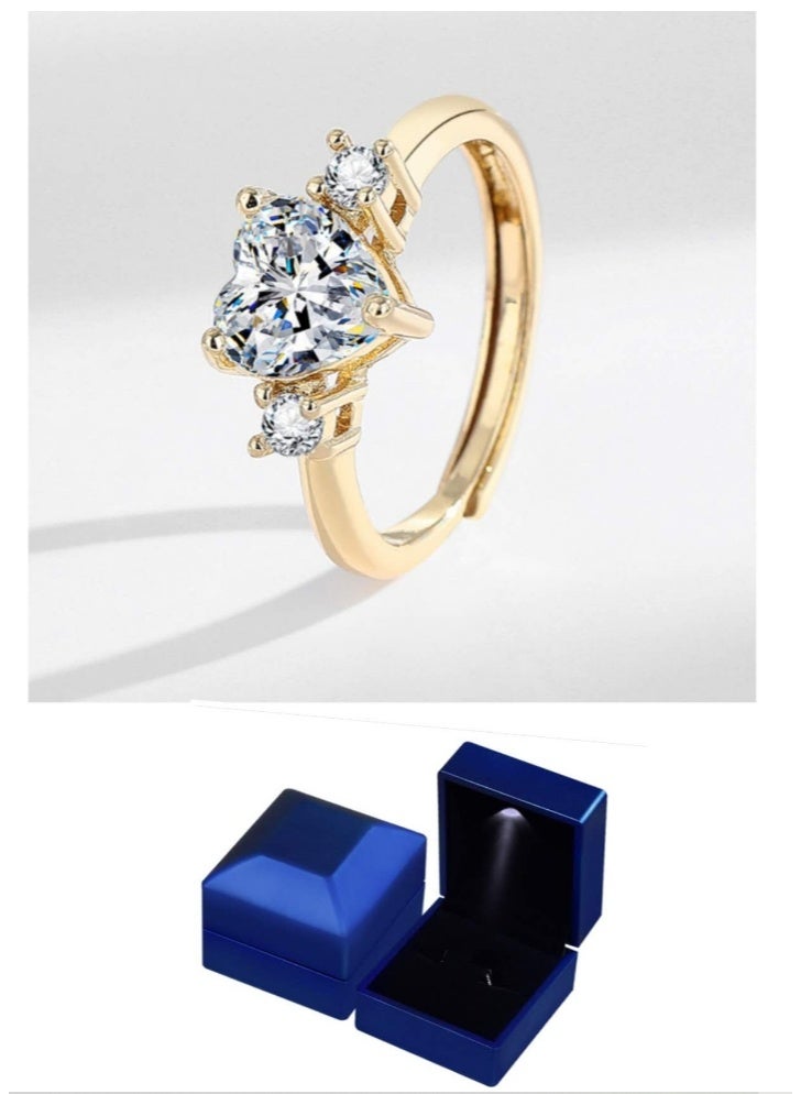 لاتين خاتم مويسانيتي أنيق مطلي بالذهب عيار 18 قيراطًا مع بريق رائع مع صندوق هدايا - Image 1