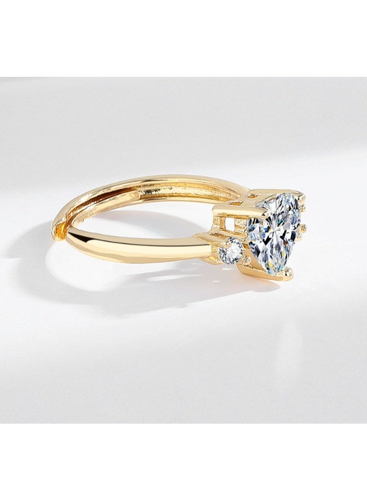 لاتين خاتم مويسانيتي أنيق مطلي بالذهب عيار 18 قيراطًا مع بريق رائع مع صندوق هدايا - Image 4