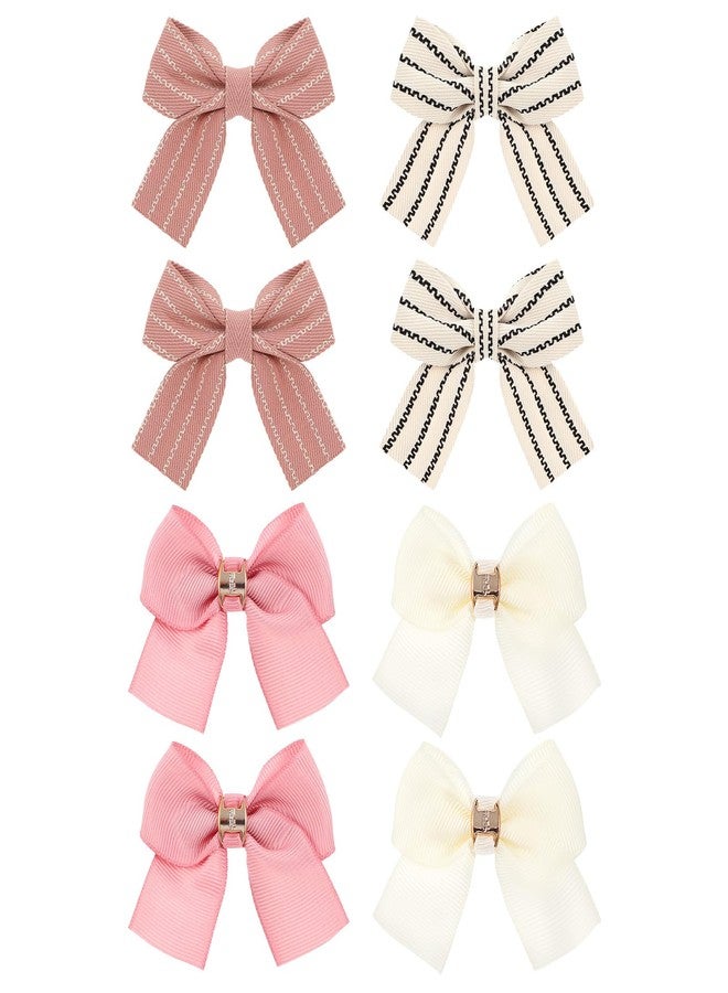 Kifmurase 8 Pcs Baby Girls Bow Hair Clips, Small Bowknot Hair Accessories Barrettes Alligator Clip Striped Ribbon Bow Hairpin for Girl Women Pet Dog - Image 1
