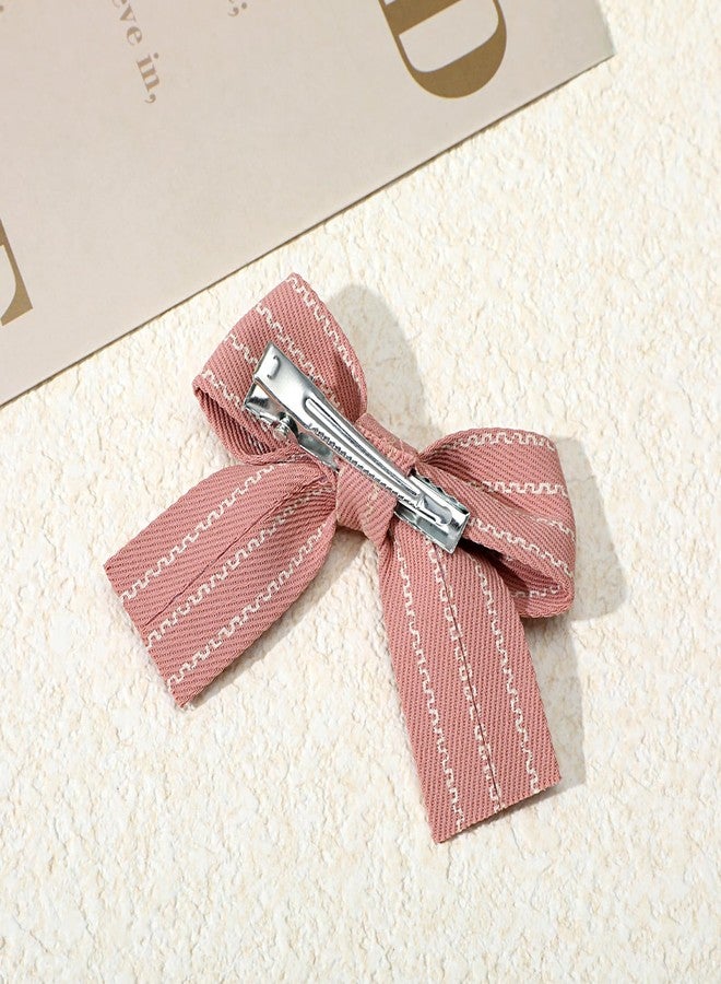 Kifmurase 8 Pcs Baby Girls Bow Hair Clips, Small Bowknot Hair Accessories Barrettes Alligator Clip Striped Ribbon Bow Hairpin for Girl Women Pet Dog - Image 3