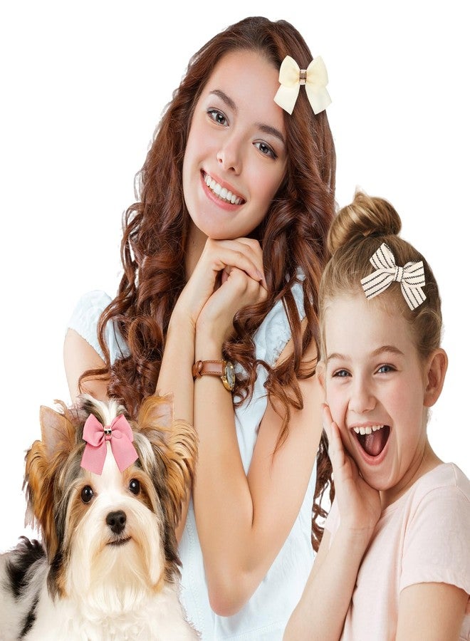 Kifmurase 8 Pcs Baby Girls Bow Hair Clips, Small Bowknot Hair Accessories Barrettes Alligator Clip Striped Ribbon Bow Hairpin for Girl Women Pet Dog - Image 4