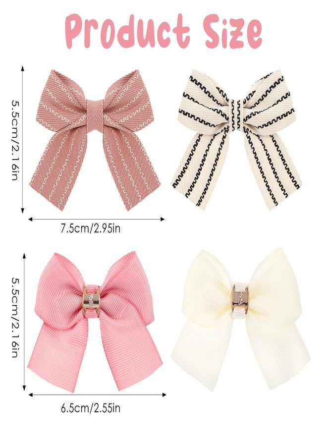 Kifmurase 8 Pcs Baby Girls Bow Hair Clips, Small Bowknot Hair Accessories Barrettes Alligator Clip Striped Ribbon Bow Hairpin for Girl Women Pet Dog - Image 2
