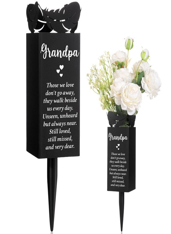 Geosar Grandpa Cemetery Vases for Grave Metal Cemetery Flower Vase with Spikes Memorial Flower Holder Floral Grave Decorations for Loss Loved Ones Lawn Yard Funeral - Image 1