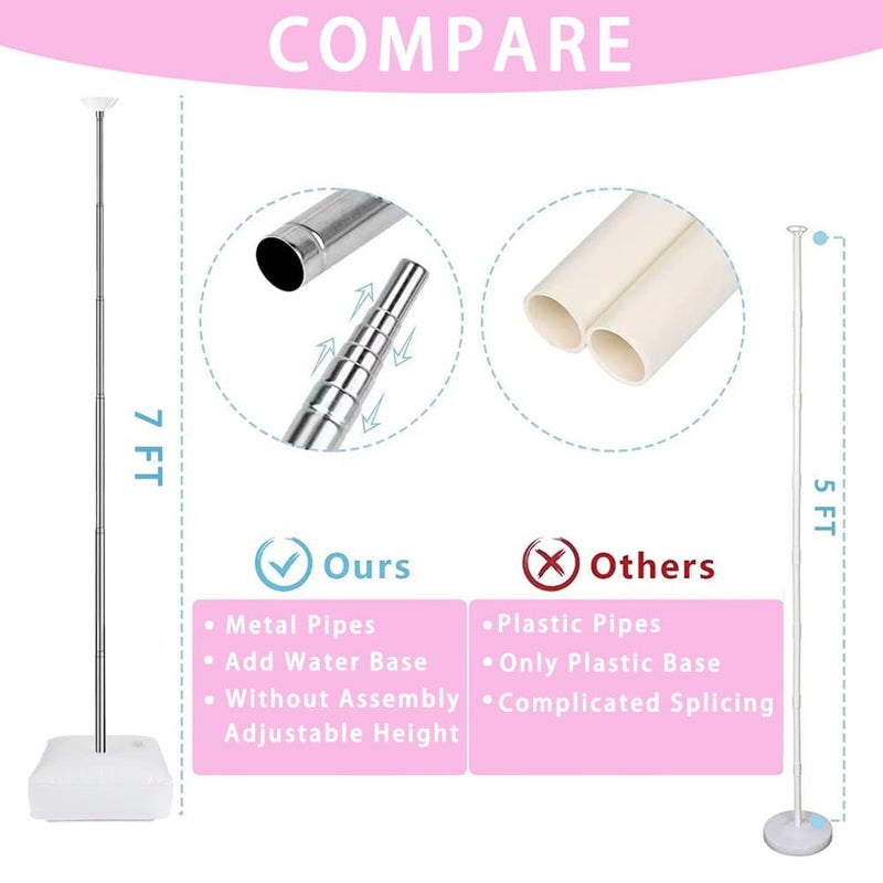 AooeDomi Metal Balloon Column Kit Set of 4, Reusable Telescopic Design with Base, Height Adjustable from 1.5 to 7 Ft, Balloon Stander for Party Decorations - Image 3