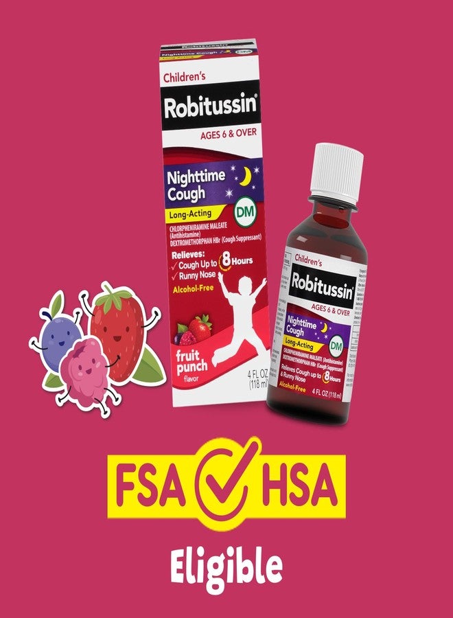 Robitussin Children's Robitussin Nighttime Cough Long-Acting DM, Cough Medicine for Kids, Fruit Punch Flavor - 4 Fl Oz Bottle - Image 5