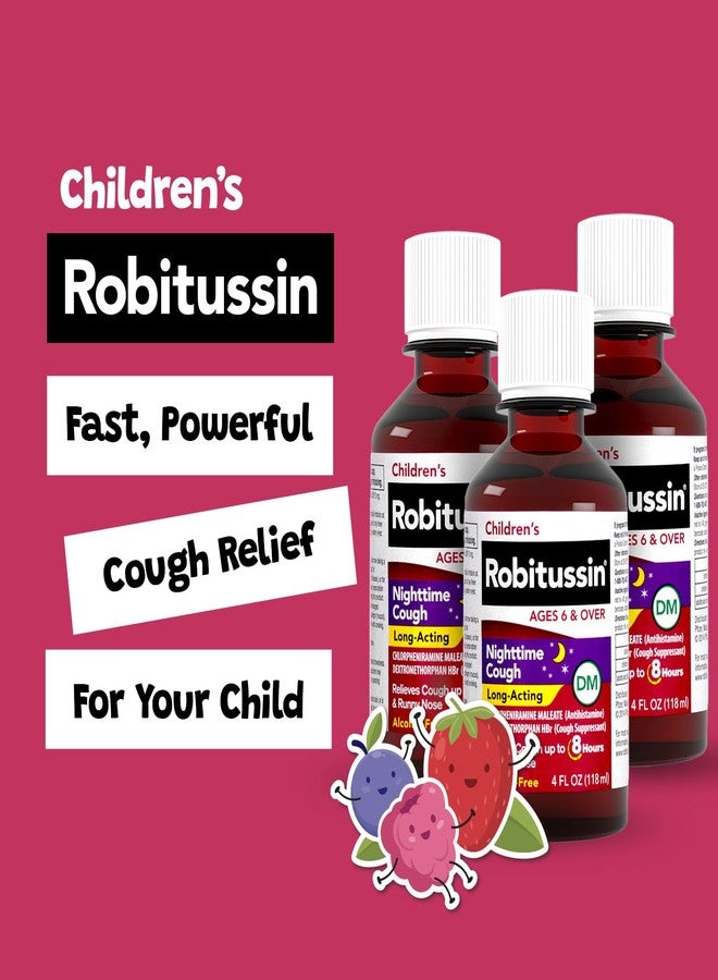 Robitussin Children's Robitussin Nighttime Cough Long-Acting DM, Cough Medicine for Kids, Fruit Punch Flavor - 4 Fl Oz Bottle - Image 3