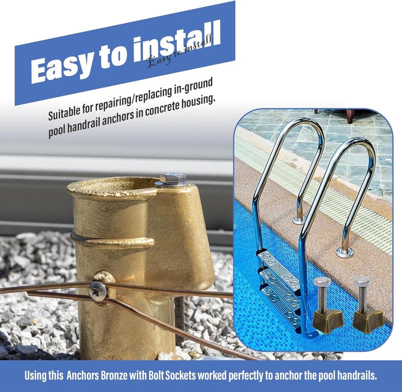 Pokin Pool Ladder Anchors Bronze Wedge Assembly, for PW-4C Perma 3", 4" Sockets, In-Ground Swimming Pool Ladder & Stair Rail Anchor Fixing Parts - 2 Pack - Image 2