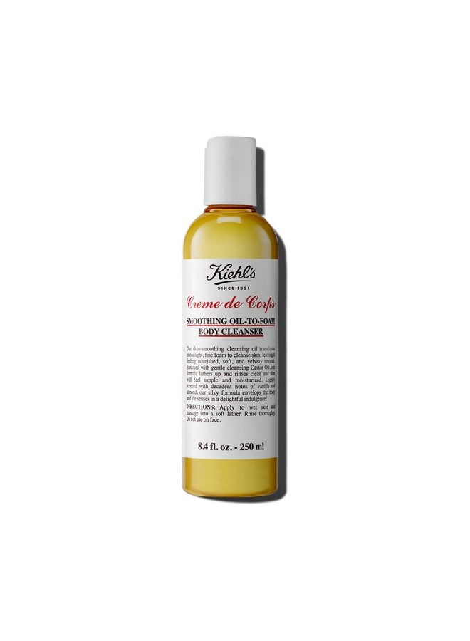 Creme De Corps Smoothing Oil-To-Foam Body Cleanser, Moisturizing Body Wash For Smooth & Supple Skin, With Castor Oil & Grape Seed Oil, All Skin Types, Vanilla & Almond Scent - 8.4 Fl Oz