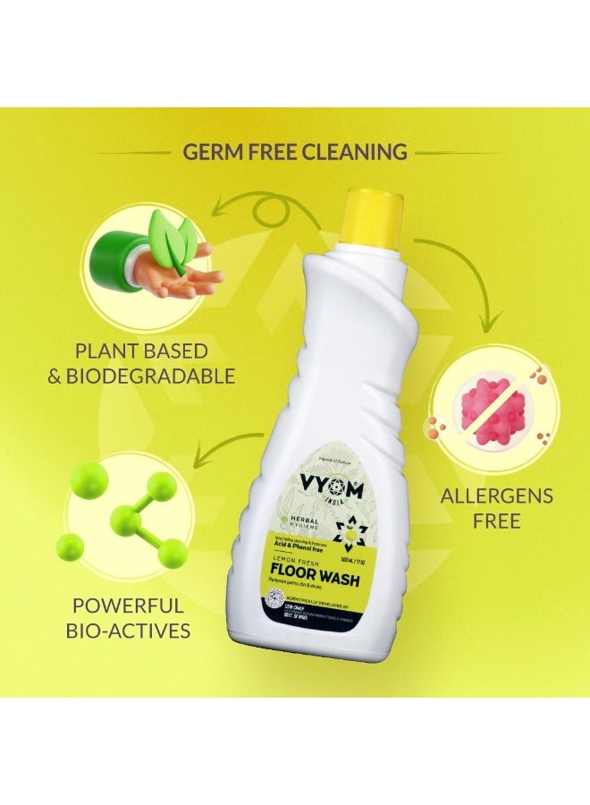 VYOM India Floor Cleaner Liquid, Lemongrass & Cedarwood Essential Oil Powered Eco Friendly Disinfectant Surface & Floor Wash Liquid, Child & Pet Safe, Herbal, Non Toxic & Plant based - 500ML - Image 3