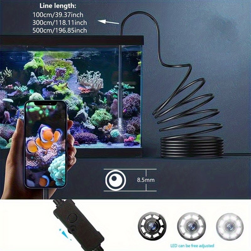 Industrial Endoscope with 8 LED Lights High Definition Pipeline Inspection Tool IP67 5 Meters Hard Wire Compatible with iOS and Android Phones for Pipeline Inspection and Car Maintenance - Image 4