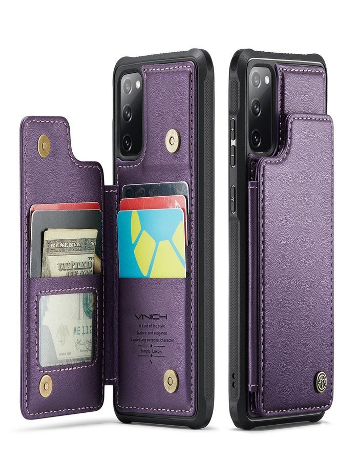 Vinich Samsung Galaxy S20 FE Case with Card Holder, Samsung S20 FE Wallet Case for Women Men with RFID Blocking, Durable Leather Kickstand Shockproof Flip Phone Case for Galaxy S20 FE 5G, Purple - Image 1