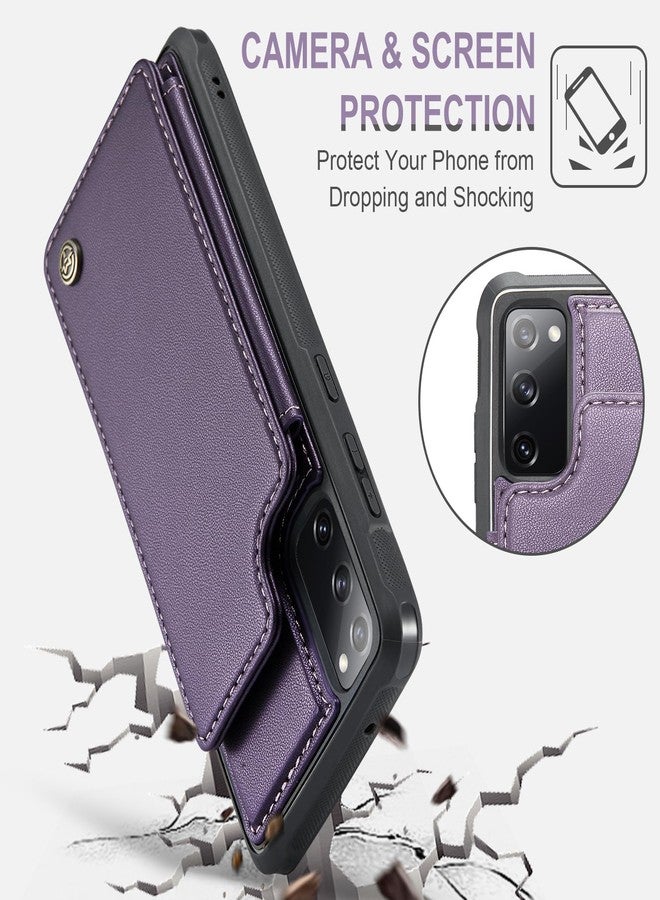 Vinich Samsung Galaxy S20 FE Case with Card Holder, Samsung S20 FE Wallet Case for Women Men with RFID Blocking, Durable Leather Kickstand Shockproof Flip Phone Case for Galaxy S20 FE 5G, Purple - Image 5