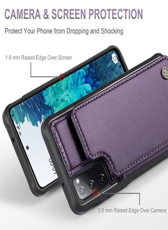 Vinich Samsung Galaxy S20 FE Case with Card Holder, Samsung S20 FE Wallet Case for Women Men with RFID Blocking, Durable Leather Kickstand Shockproof Flip Phone Case for Galaxy S20 FE 5G, Purple - Image 4