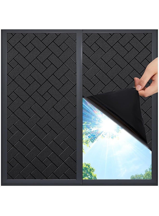 كيلا أفلام نافذة الخصوصية، فيلم تعتيم كامل، 45×300 سم، تغطية للنوافذ لحجب أشعة الشمس، تقليل الإضاءة، تحكم في الحرارة، ثابت بدون غراء، مضاد للتوهج، عاكس، مناسب للمنازل - Image 1