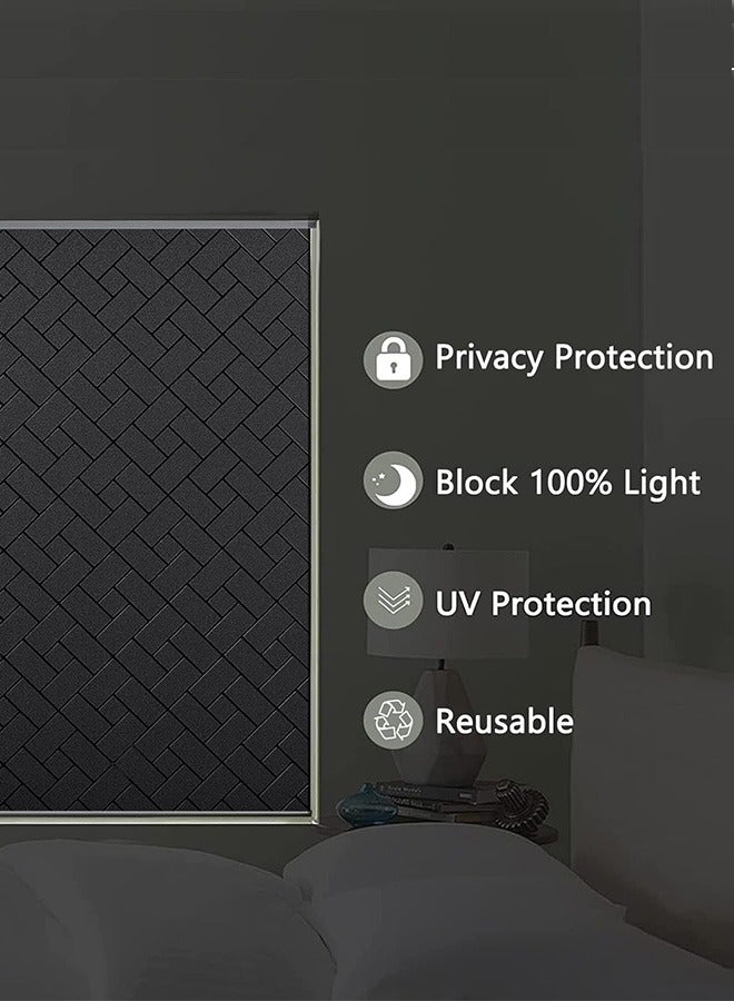 كيلا أفلام نافذة الخصوصية، فيلم تعتيم كامل، 45×300 سم، تغطية للنوافذ لحجب أشعة الشمس، تقليل الإضاءة، تحكم في الحرارة، ثابت بدون غراء، مضاد للتوهج، عاكس، مناسب للمنازل - Image 3