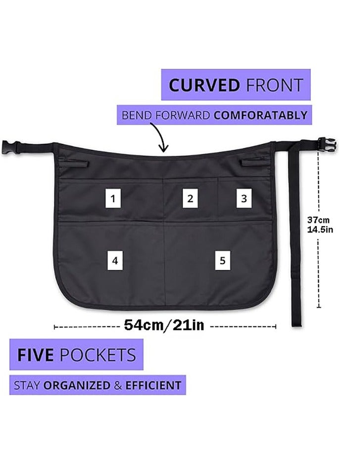 Generic Waterproof Hair Stylist Apron with 5 Pockets - Bleach-proof Half Waist Apron for Salons, Cosmetology, & Groomers  - Image 3