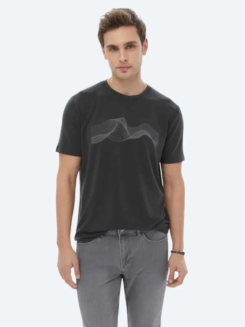 Kip Hard Coal Printed Crew Neck T-Shirt