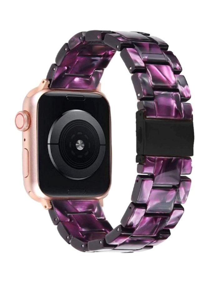 NIBEMINENT Marble Resin Bracelet Band For Apple Watch SE Series 42/44mm Purple/Black  - Image 2