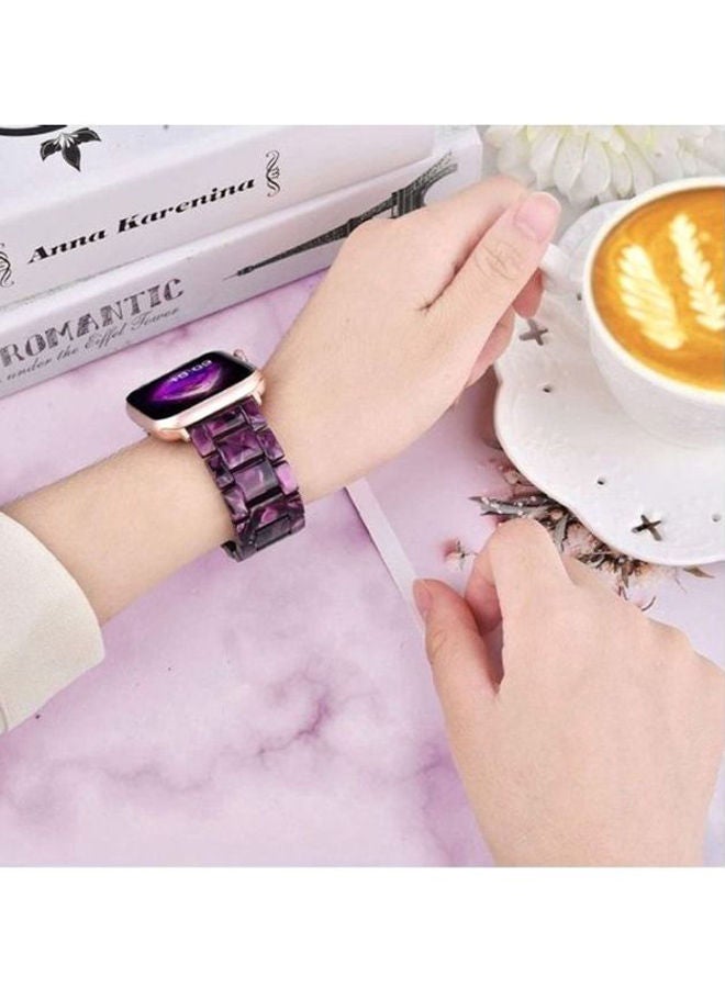 NIBEMINENT Marble Resin Bracelet Band For Apple Watch SE Series 42/44mm Purple/Black  - Image 3