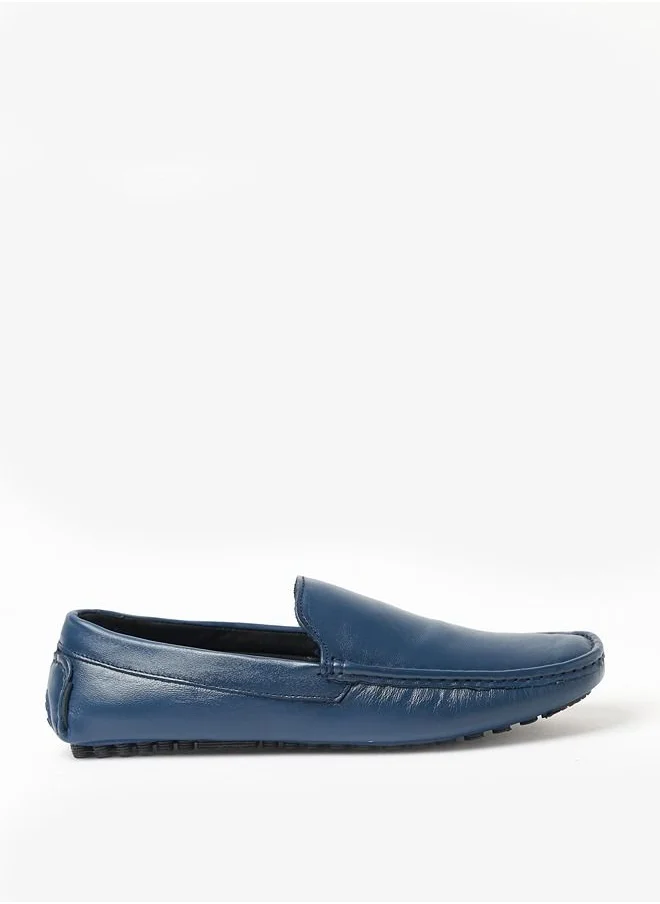 Geoomnii Harry Style Men Leather Loafers Slip Ons Blue