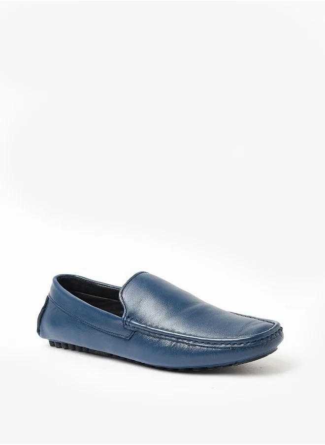 Geoomnii Harry Style Men Leather Loafers Slip Ons Blue
