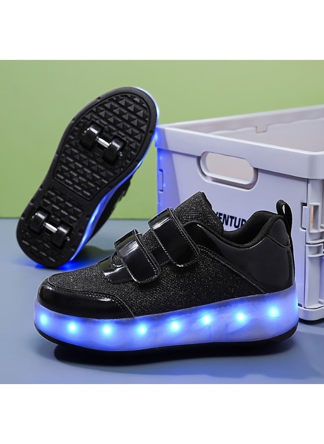 NIBEMINENT Kids Roller Skates Shoes 4 Wheels Roller Shoes Boys Girls Wheel Shoes Roller Sneakers Shoes for Beginner More Balanced  - Image 1