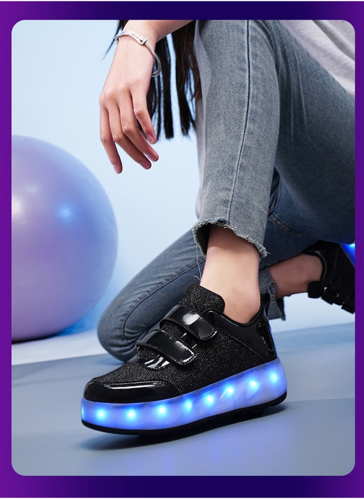 NIBEMINENT Kids Roller Skates Shoes 4 Wheels Roller Shoes Boys Girls Wheel Shoes Roller Sneakers Shoes for Beginner More Balanced  - Image 3