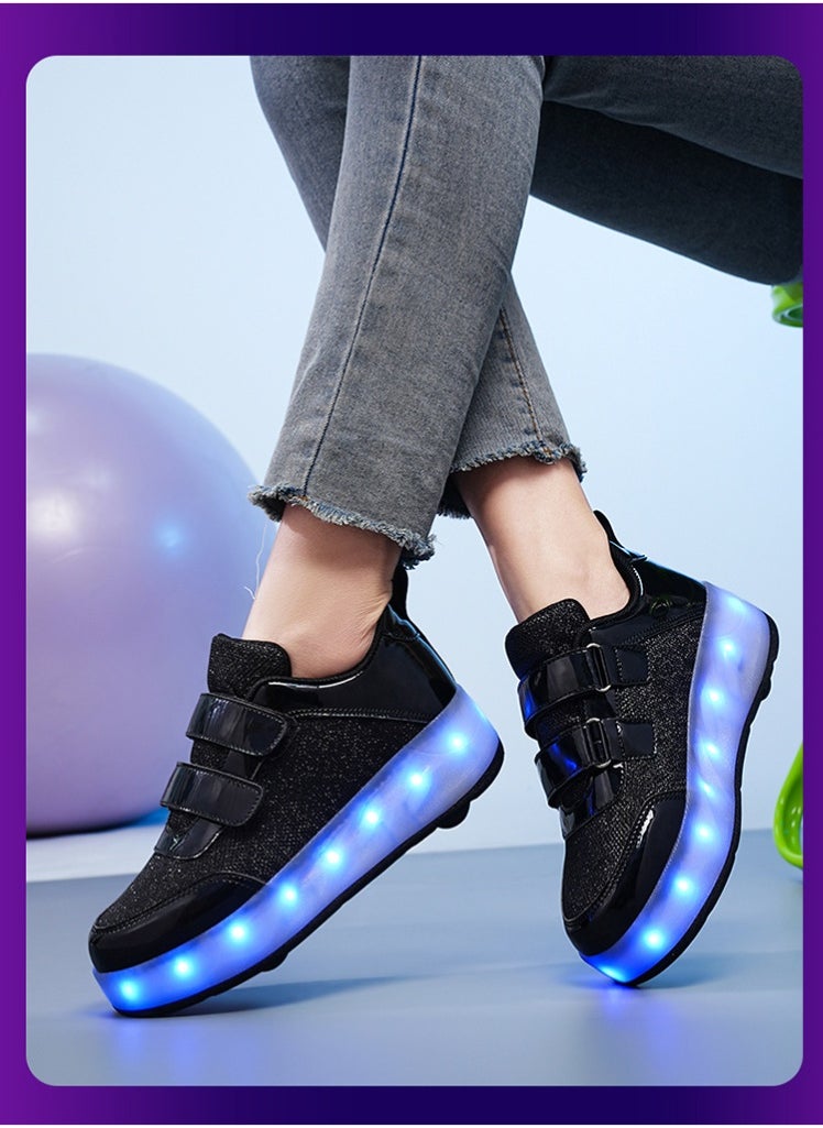 NIBEMINENT Kids Roller Skates Shoes 4 Wheels Roller Shoes Boys Girls Wheel Shoes Roller Sneakers Shoes for Beginner More Balanced  - Image 2