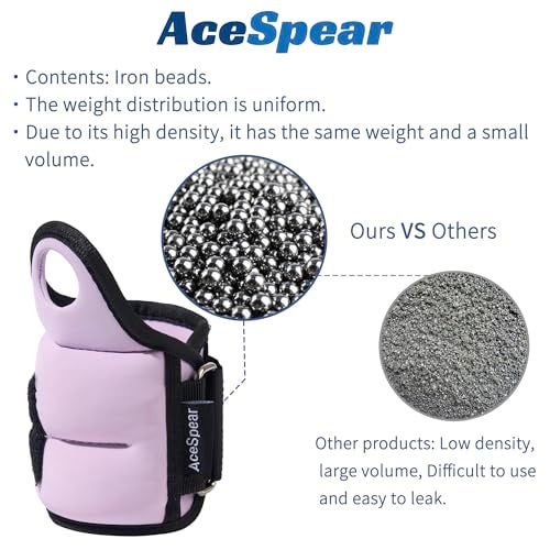 AceSpear Wrist Weights with Thumb Loops Lock for Men Women 1lb*2 2lbs*2 3lbs*2 Ankle Weights Weighted Gloves for Running Strength Training Walking Exercises (Lavender, 1 lb x 2) - Image 3