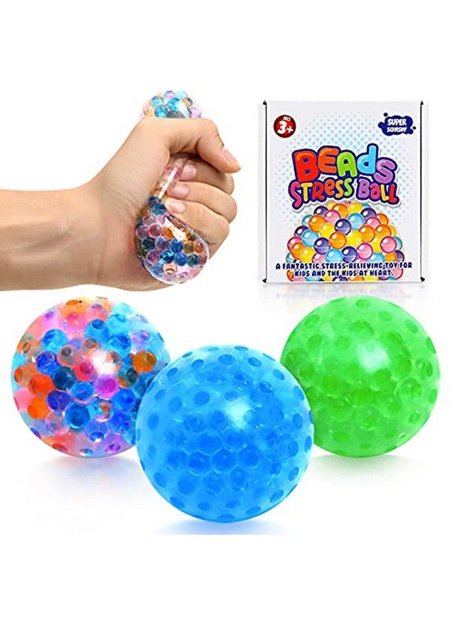 Lemostaar 3 Set Water Beads Stress Relief Squeezing Balls For Kids And Adults: Best Calming Tool To Relieve Anxiety, Vent Mood And Improve Focus, Soft Novelty Hand Grip Pressure Ball (Beads Balls Bgc) - Image 1