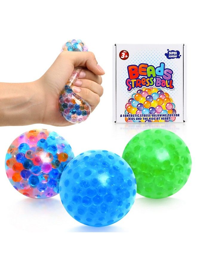 Lemostaar 3 Set Water Beads Stress Relief Squeezing Balls For Kids And Adults: Best Calming Tool To Relieve Anxiety, Vent Mood And Improve Focus, Soft Novelty Hand Grip Pressure Ball (Beads Balls Bgc) - Image 2